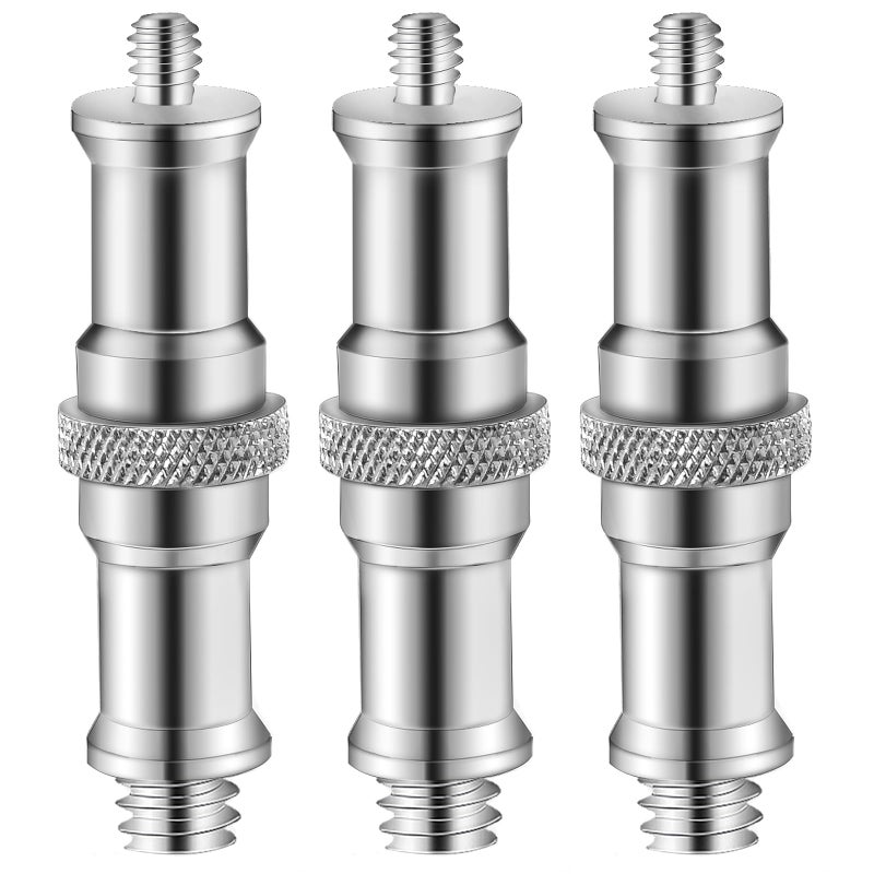 Wellmaking 3 Pieces Standard 1/4 to 3/8 inch Metal Male Convertor Threaded Screw Adapter Spigot Stud for Studio Light Stand, Hotshoe/Coldshoe Adapter, Ball Head, Wireless Flash Receiver, Trigger - Image 1